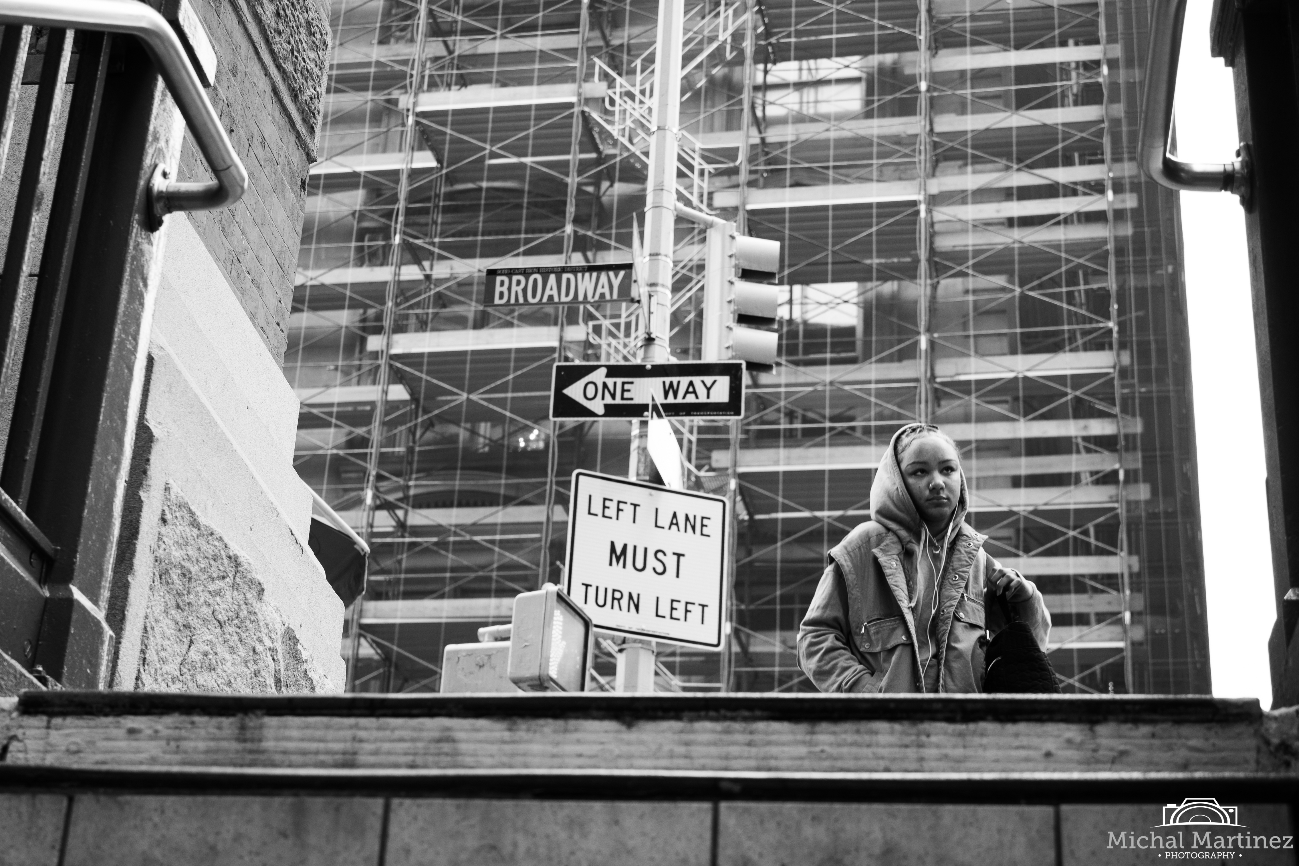 View of street from Prince subway station on intersection of Broadway Blvd.